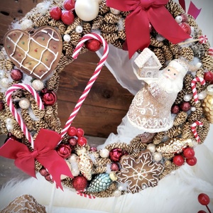  Mézeskalács Télapó  Ajtódísz, kopogtató  - karácsony - karácsonyi lakásdekoráció - karácsonyi ajtódíszek - Meska.hu