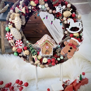  Mézeskalácsház mézeskalács  Ajtódísz, kopogtató  - karácsony - karácsonyi lakásdekoráció - karácsonyi ajtódíszek - Meska.hu