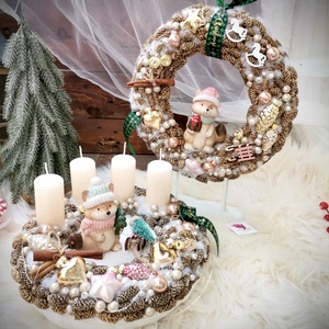 LED-es Világító, róka adventi koszorú és Ajtódísz szett - Meska.hu