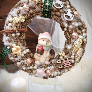 LED-es Világító, róka adventi koszorú és Ajtódísz szett - karácsony - adventi díszek - adventi koszorú - Meska.hu