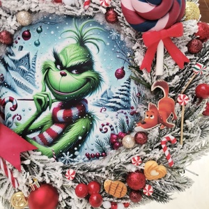 Grinch Grincs karácsonya Ajtódísz kopogtató - karácsony - karácsonyi lakásdekoráció - karácsonyi ajtódíszek - Meska.hu