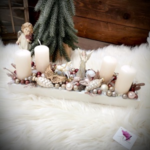 Világító angyal adventi koszorú  - karácsony - adventi díszek - adventi koszorú - Meska.hu