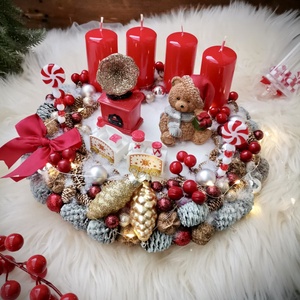 LED-es Világító, maci adventi koszorú, mackó adventi dísz - Meska.hu