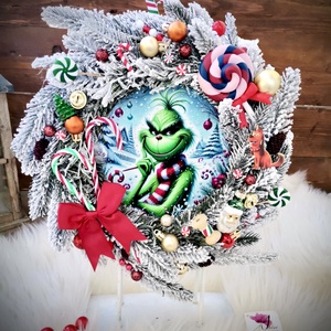 Grinch Grincs karácsonya Ajtódísz kopogtató - Meska.hu