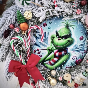 Grinch Grincs karácsonya Ajtódísz kopogtató - karácsony - karácsonyi lakásdekoráció - karácsonyi ajtódíszek - Meska.hu
