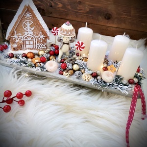 Világító mézeskalács ház adventi tál, méri egér  - karácsony - adventi díszek - adventi koszorú - Meska.hu