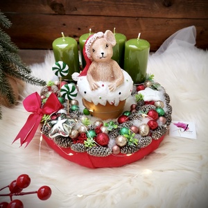 LED-es Világító, muffin egér adventi koszorú, egérke adventi dísz - Meska.hu