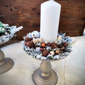 Vintage  antikolt karácsonyi asztaldísz - karácsony - adventi díszek - adventi koszorú - Meska.hu