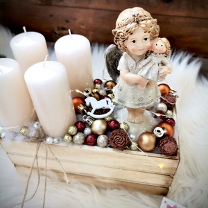 LED világítással angyal adventi dekoráció - karácsony - adventi díszek - adventi koszorú - Meska.hu