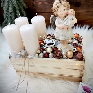 LED világítással angyal adventi dekoráció - karácsony - adventi díszek - adventi koszorú - Meska.hu