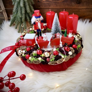 LED-es Világító, Diótörő vonat adventi koszorú  - karácsony - adventi díszek - adventi koszorú - Meska.hu