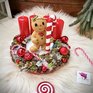 Mézeskalács adventi koszorú, mézeskalács adventi dísz - Meska.hu