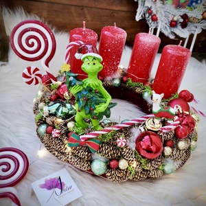 Világító Grincs adventi koszorú, adventi dísz - Meska.hu