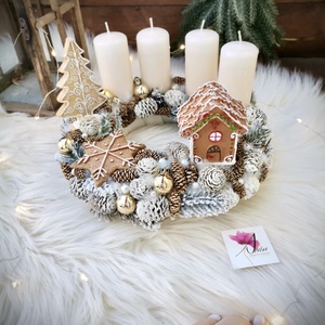  Mézeskalács adventi koszorú, adventi dísz - karácsony - adventi díszek - adventi koszorú - Meska.hu