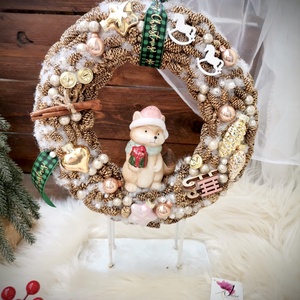 Adventi koszorú ajtódísz szett, világító dekoráció, róka adventi  - karácsony - adventi díszek - adventi gyertyadíszek és koszorúdíszek - Meska.hu