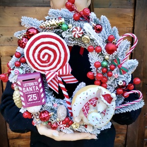 Egérke karácsonya Ajtódísz kopogtató - karácsony - karácsonyi lakásdekoráció - karácsonyi ajtódíszek - Meska.hu