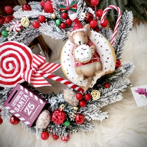 Egérke karácsonya Ajtódísz kopogtató - karácsony - karácsonyi lakásdekoráció - karácsonyi ajtódíszek - Meska.hu