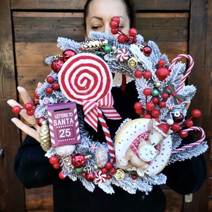 Egérke karácsonya Ajtódísz kopogtató - karácsony - karácsonyi lakásdekoráció - karácsonyi ajtódíszek - Meska.hu