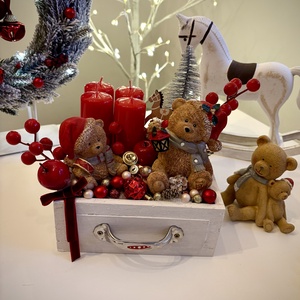 Fiók adventi tál, mackó adventi dísz - karácsony - adventi díszek - adventi koszorú - Meska.hu