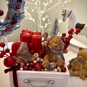 Fiók adventi tál, mackó adventi dísz - karácsony - adventi díszek - adventi koszorú - Meska.hu