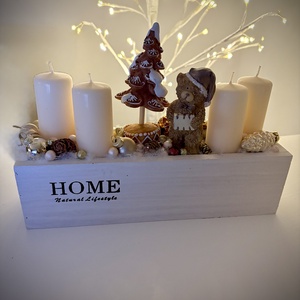 Mackó adventi tál, karácsonyi adventi koszorú dísz - karácsony - adventi díszek - adventi koszorú - Meska.hu