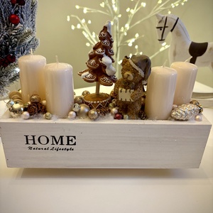 Mackó adventi tál, karácsonyi adventi koszorú dísz - karácsony - adventi díszek - adventi koszorú - Meska.hu