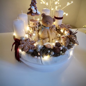 LED-es Világító, maci adventi koszorú, mackó adventi dísz - Meska.hu