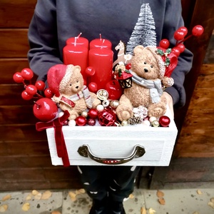 Fiók adventi tál, mackó adventi dísz - karácsony - adventi díszek - adventi koszorú - Meska.hu