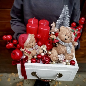 Fiók adventi tál, mackó adventi dísz - karácsony - adventi díszek - adventi koszorú - Meska.hu