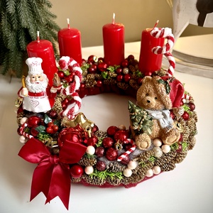 Télapó Mikulás  mackó adventi koszorú karácsonyi dísz - Meska.hu