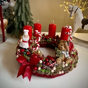 Télapó Mikulás  mackó adventi koszorú karácsonyi dísz - karácsony - adventi díszek - adventi koszorú - Meska.hu