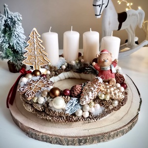 Mackó adventi koszorú karácsonyi dísz - Meska.hu