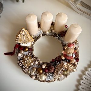Mackó adventi koszorú karácsonyi dísz - karácsony - adventi díszek - adventi koszorú - Meska.hu