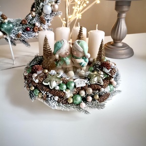 Menta maci adventi koszorú, mackó adventi dísz - Meska.hu