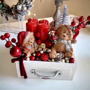 Fiók adventi tál, mackó adventi dísz - karácsony - adventi díszek - adventi koszorú - Meska.hu