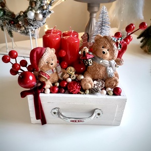 Fiók adventi tál, mackó adventi dísz - Meska.hu