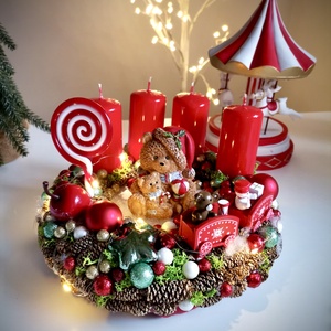 LED-es Világító, maci adventi koszorú, mackó adventi dísz - Meska.hu