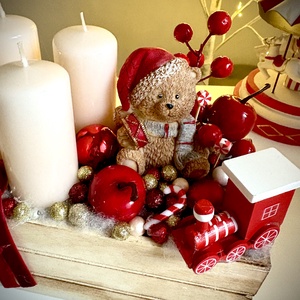  Édes mackó adventi koszorú asztaldísz, asztali dísz - Meska.hu