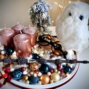 Harry Potter adventi koszorú, világító asztaldísz - karácsony - adventi díszek - adventi koszorú - Meska.hu