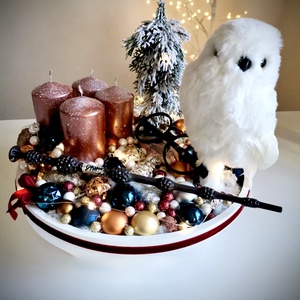Harry Potter adventi koszorú, világító asztaldísz - karácsony - adventi díszek - adventi koszorú - Meska.hu