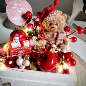 Édes mackó fiókos, világító asztaldísz, világító dísz - Meska.hu