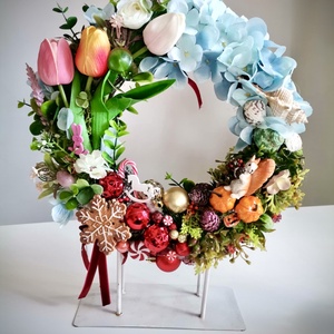 Négy évszak ajtódísz, kopogtató, tavasz, tél, mókus  - otthon & életmód - dekoráció - ajtó- és ablak dekoráció - ajtódísz & kopogtató - Meska.hu