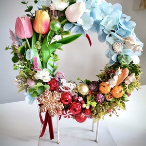 Négy évszak ajtódísz, kopogtató, tavasz, tél, mókus  - otthon & életmód - dekoráció - ajtó- és ablak dekoráció - ajtódísz & kopogtató - Meska.hu