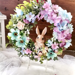 Hortenzia ajtódísz, kopogtató, tavasz, tél, nyuszi ajtódísz - otthon & életmód - dekoráció - ajtó- és ablak dekoráció - ajtódísz & kopogtató - Meska.hu