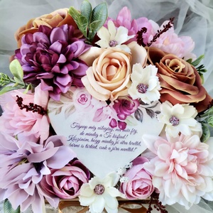 Szülőköszöntő ajándék szett, Szülőköszöntő virágbox, esküvő, Selyemvirág köszöntő - esküvő - emlék & ajándék - szülőköszöntő ajándék - Meska.hu