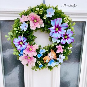 Őzike ajtódísz, pillangóvirág kopogtató, tavaszi dekoráció, őz ajtódísz - otthon & életmód - dekoráció - ajtó- és ablak dekoráció - ajtódísz & kopogtató - Meska.hu