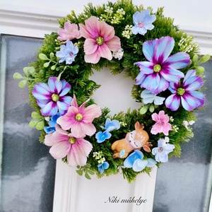 Őzike ajtódísz, pillangóvirág kopogtató, tavaszi dekoráció, őz ajtódísz - otthon & életmód - dekoráció - ajtó- és ablak dekoráció - ajtódísz & kopogtató - Meska.hu