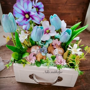 Fiókos őzike dekoráció, Tavaszi asztaldísz, húsvéti kosár dekoráció, pillangóvirág fiók dekor, Otthon & Életmód, Dekoráció, Húsvéti asztaldíszek, Mindenmás, MESKA