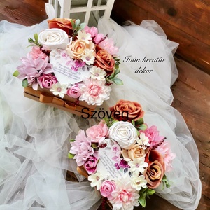 Szülőköszöntő ajándék szett, Szülőköszöntő virágbox, esküvő, Selyemvirág köszöntő, Esküvő, Emlék & Ajándék, Szülőköszöntő ajándék, Virágkötés, MESKA