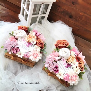 Szülőköszöntő ajándék szett, Szülőköszöntő virágbox, esküvő, Selyemvirág köszöntő - esküvő - emlék & ajándék - szülőköszöntő ajándék - Meska.hu